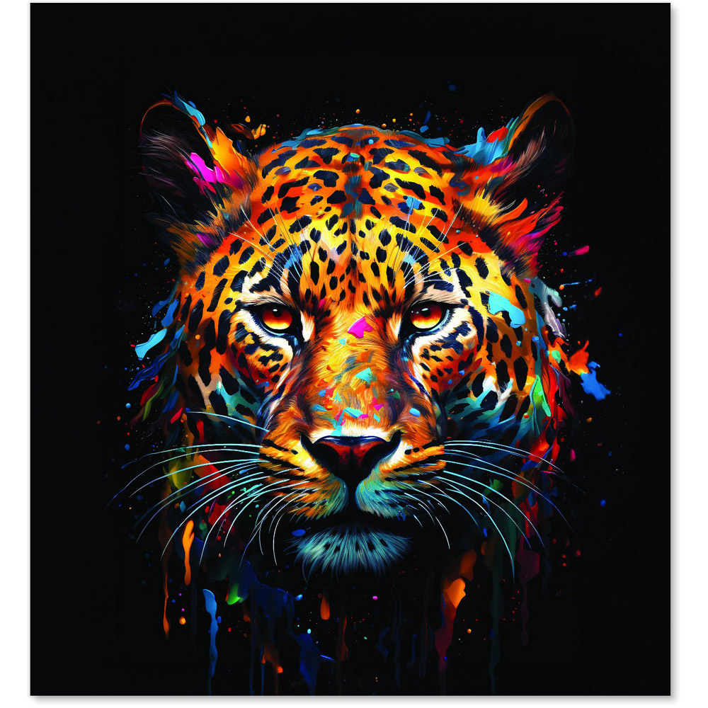 Warren Reed Designer Splashart Leopard Face Glass Kitchen Splashback 65 x 60cm Image 2
