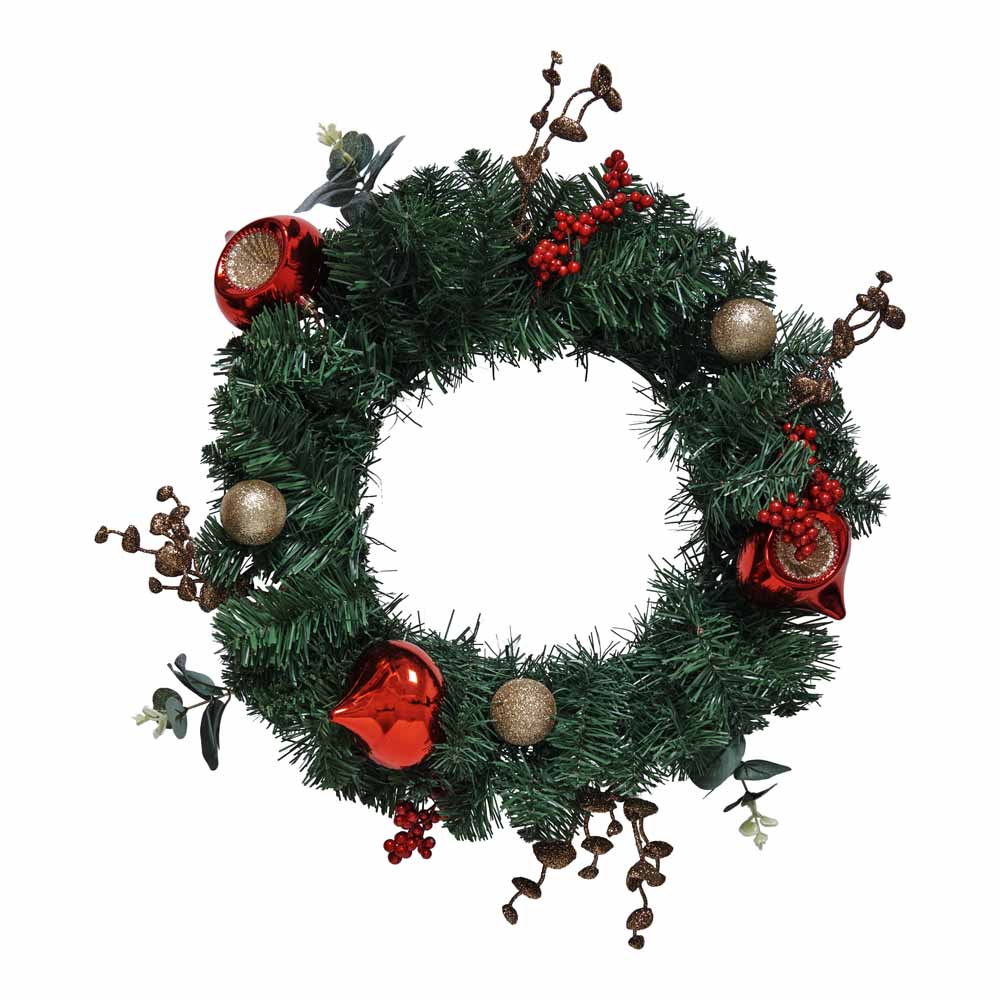 Wilko Christmas Wreath in Gold and Red Decoration 18 in Image 1