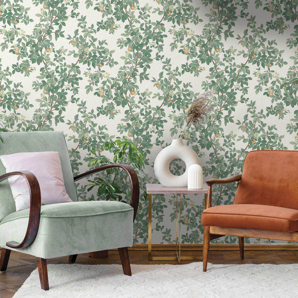 Holden Decor Orange Tree Cream and Green Wallpaper Image 3