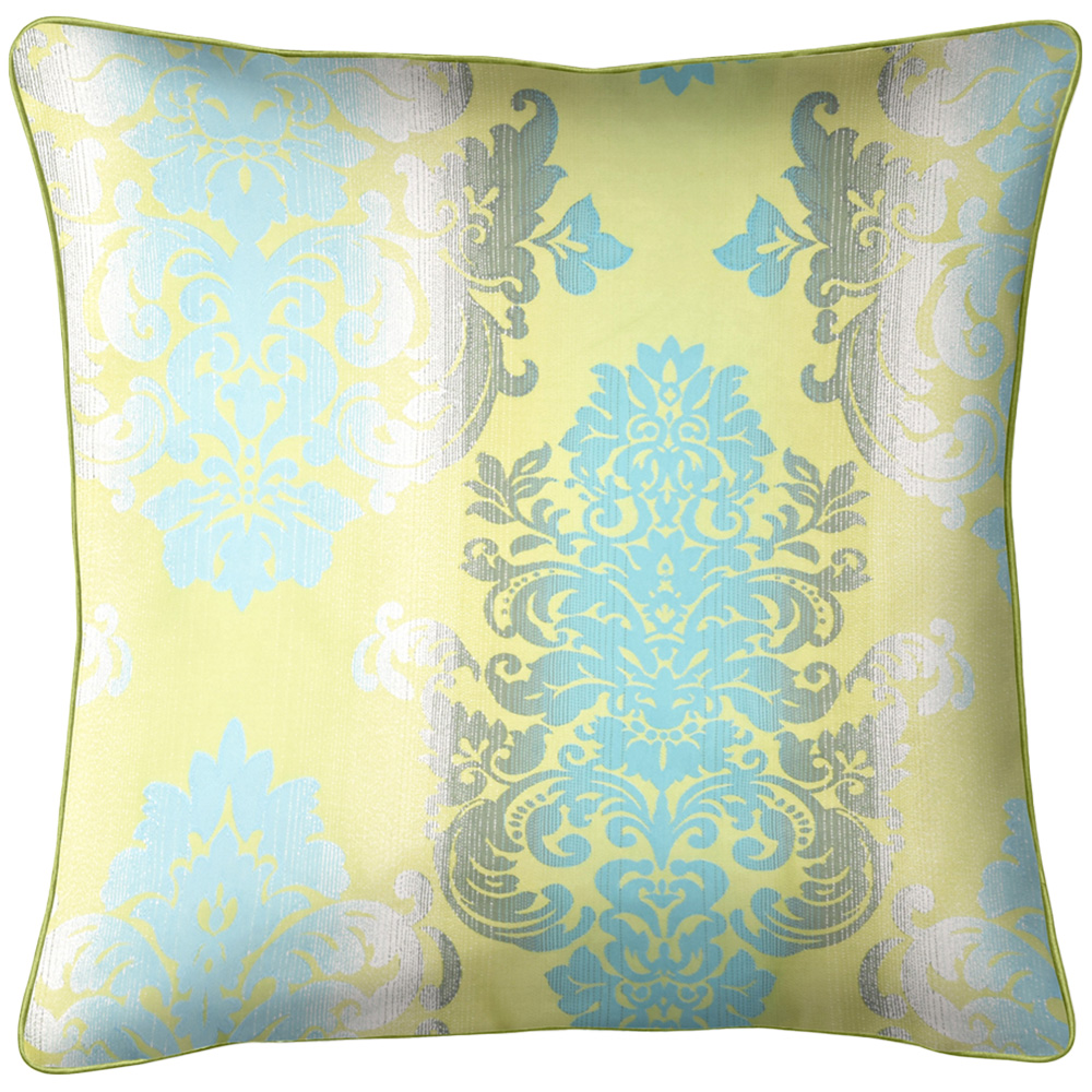 Intimates Glitter Damask Green Filled Cushion 43 x 43cm 2 Pack Image 1