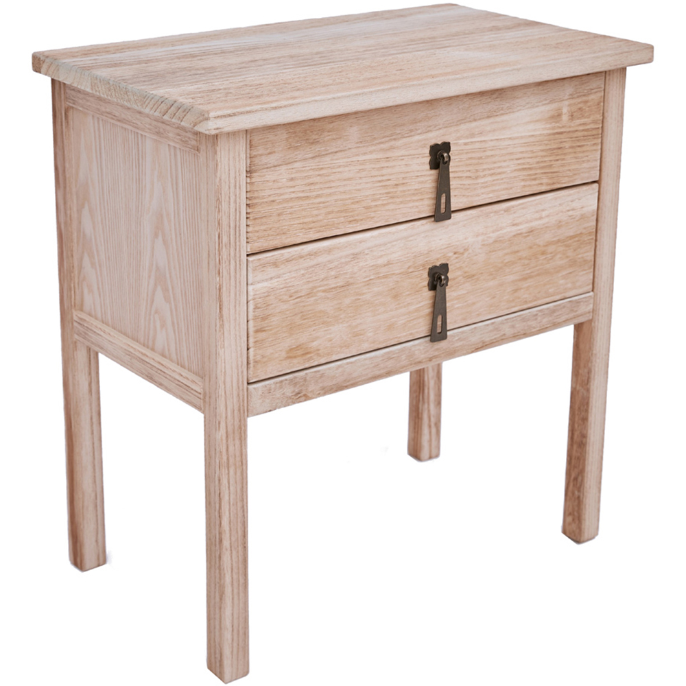 Portofino 2 Drawer Light Wood Bedside Table with Drop Handle Image 4