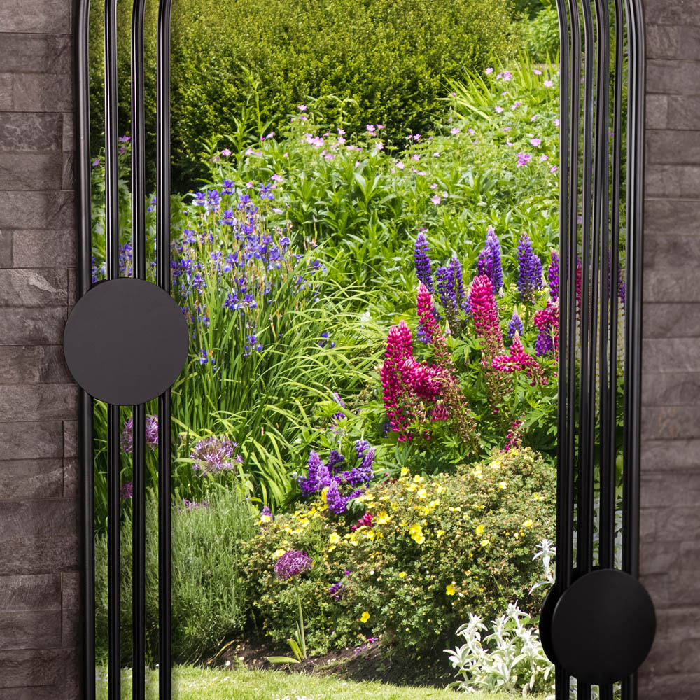 Charles Bentley Warsaw Black Arch Outdoor Wall Mirror with Dots 155 x 64.5cm Image 4