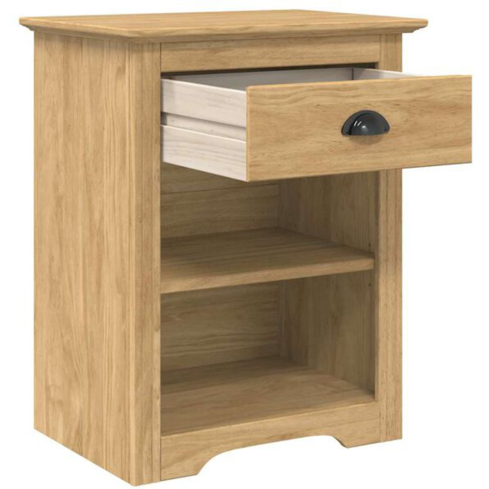vidaXL Bodo 2 Shelf Single Drawer Honey Brown Wooden Bedside Cabinet Image 3