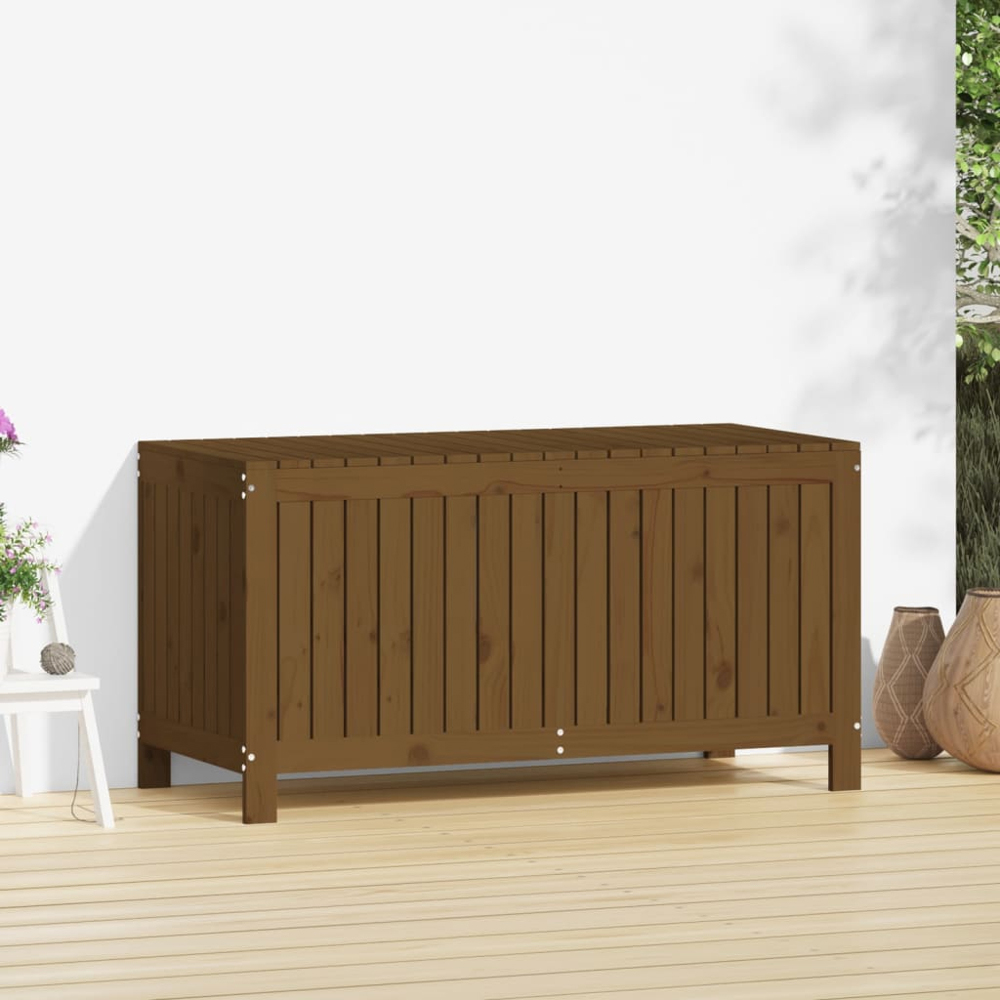 vidaXL 64 x 121 x 55cm Brown Pine Wood Garden Storage Box Image 2