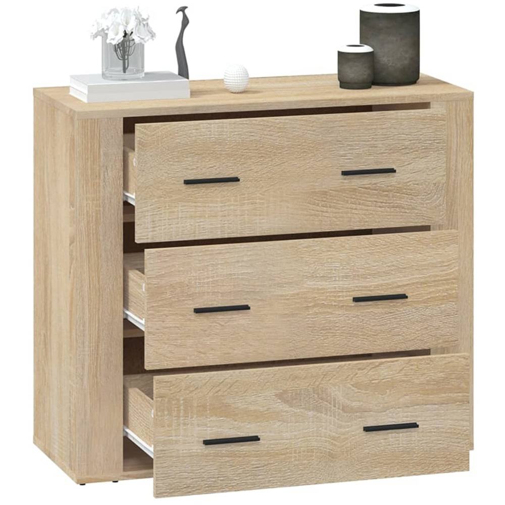 vidaXL 3 Drawer Sonoma Oak Wooden Sideboard Image 5