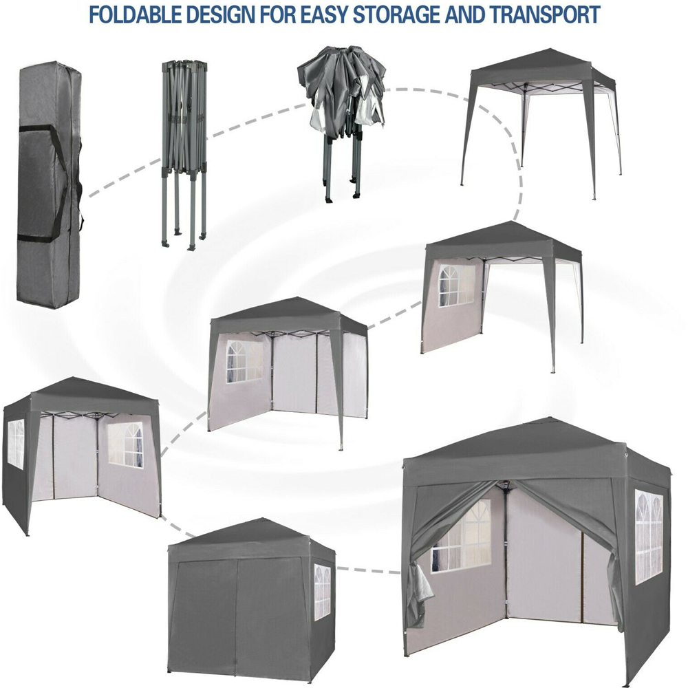Grey 2 x 2m Pop Up Gazebo with Removable Sidewalls Image 4