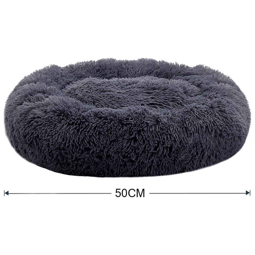 H&O Direct Dark Grey Plush Donut Shaped Pet Bed Image 4