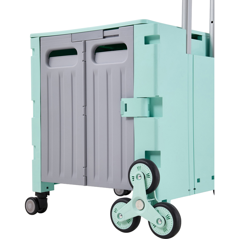 Living and Home Green Foldable Shopping Trolley with Stair Climbing Wheels 55L Image 4