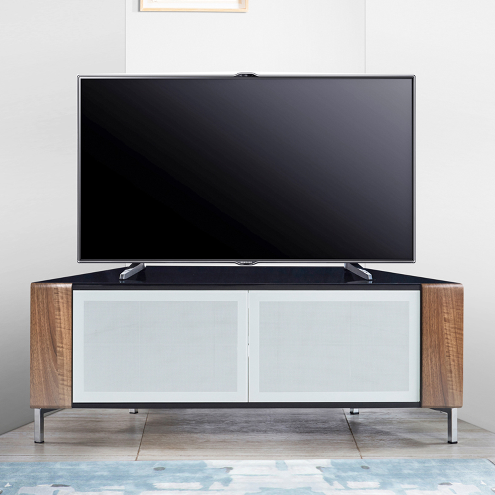 MDA Designs Corvus 2 Door Black Walnut and White TV Cabinet Image 7