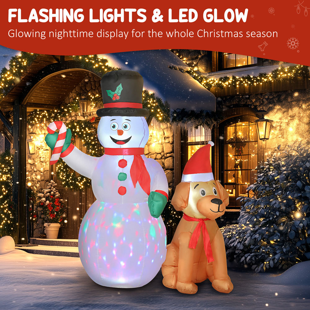 Everglow Christmas Blow Up Inflatable Snowman and Dog Decoration with Built-in LEDs 6ft Image 4