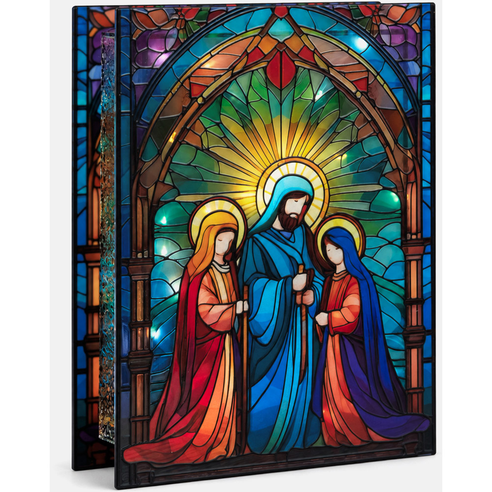Samuel Alexander Light Up Stained Glass Nativity Scene Christmas Decoration 28 x 21cm Image 2