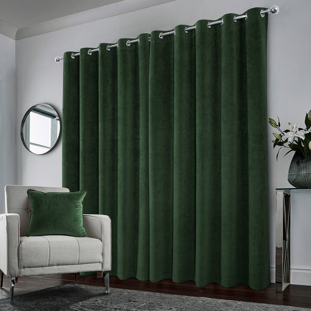 Enhanced Living Hampton Green Velvet Blackout Thermal Eyelet Curtain 168 x 137cm Image 5