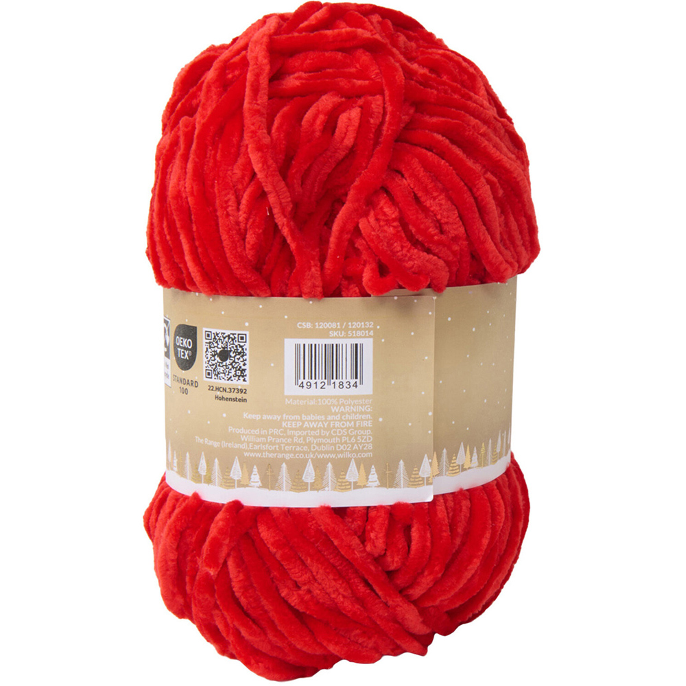 Chunky Chenille Yarn Red Image 2