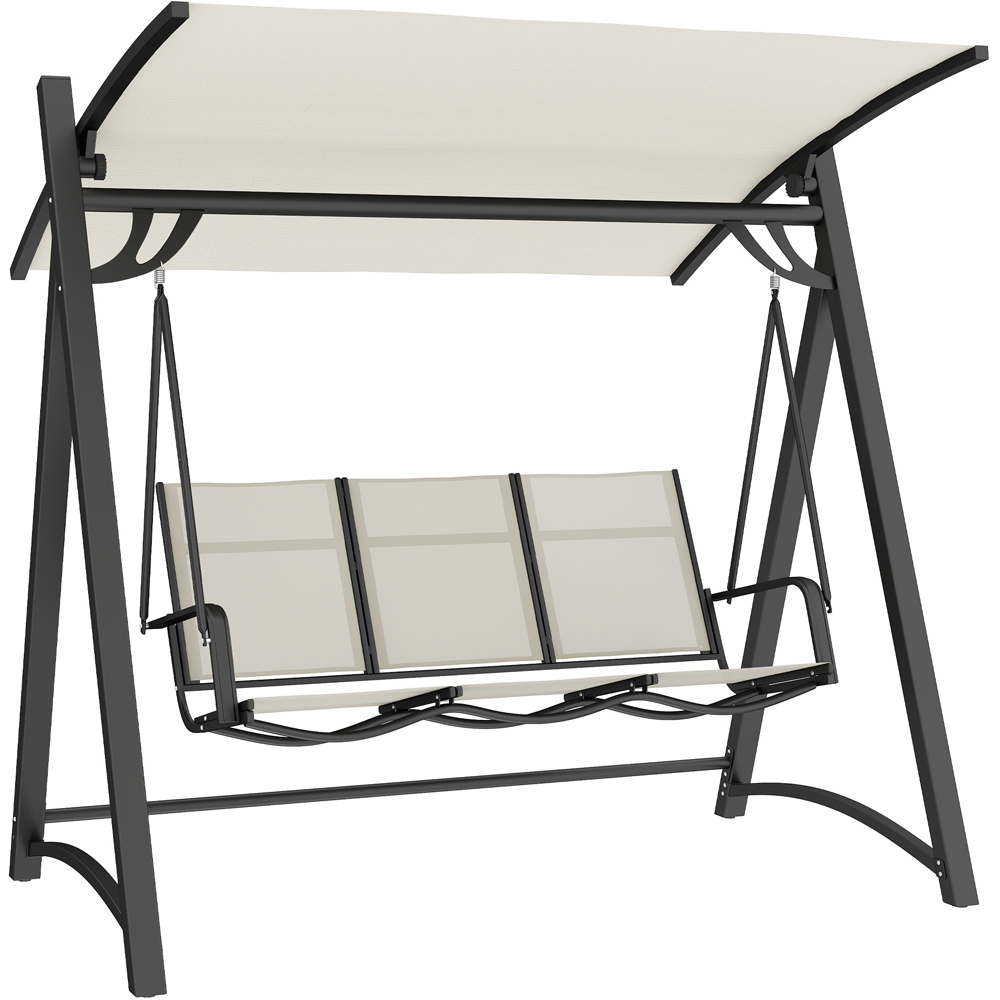 Outsunny 3 Seater Cream Adjustable Swing Chair with Canopy Image 2