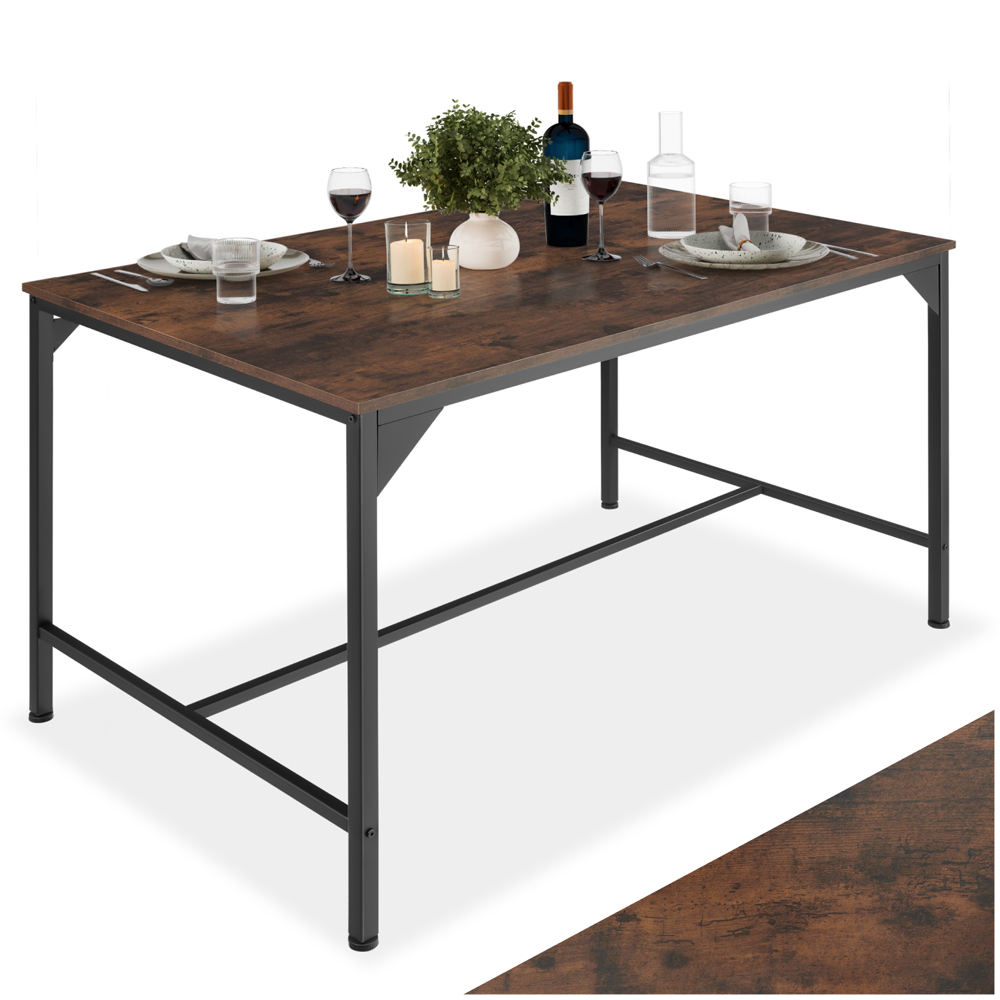 tectake Belfast 4 Seater Industrial Dark Wood Dining Table Image 2