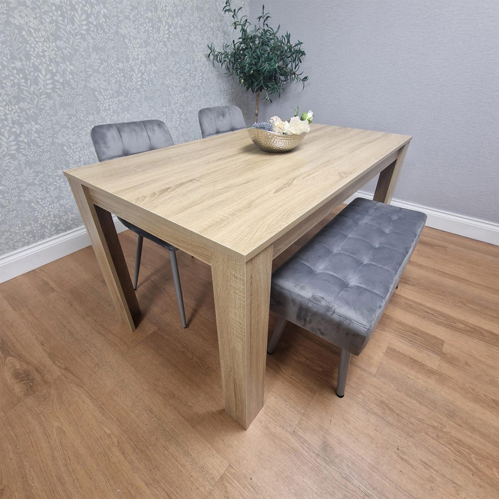 Kosy Koala 4 Seater Dining Set with Bench Oak Effect and Grey Velvet Image 5