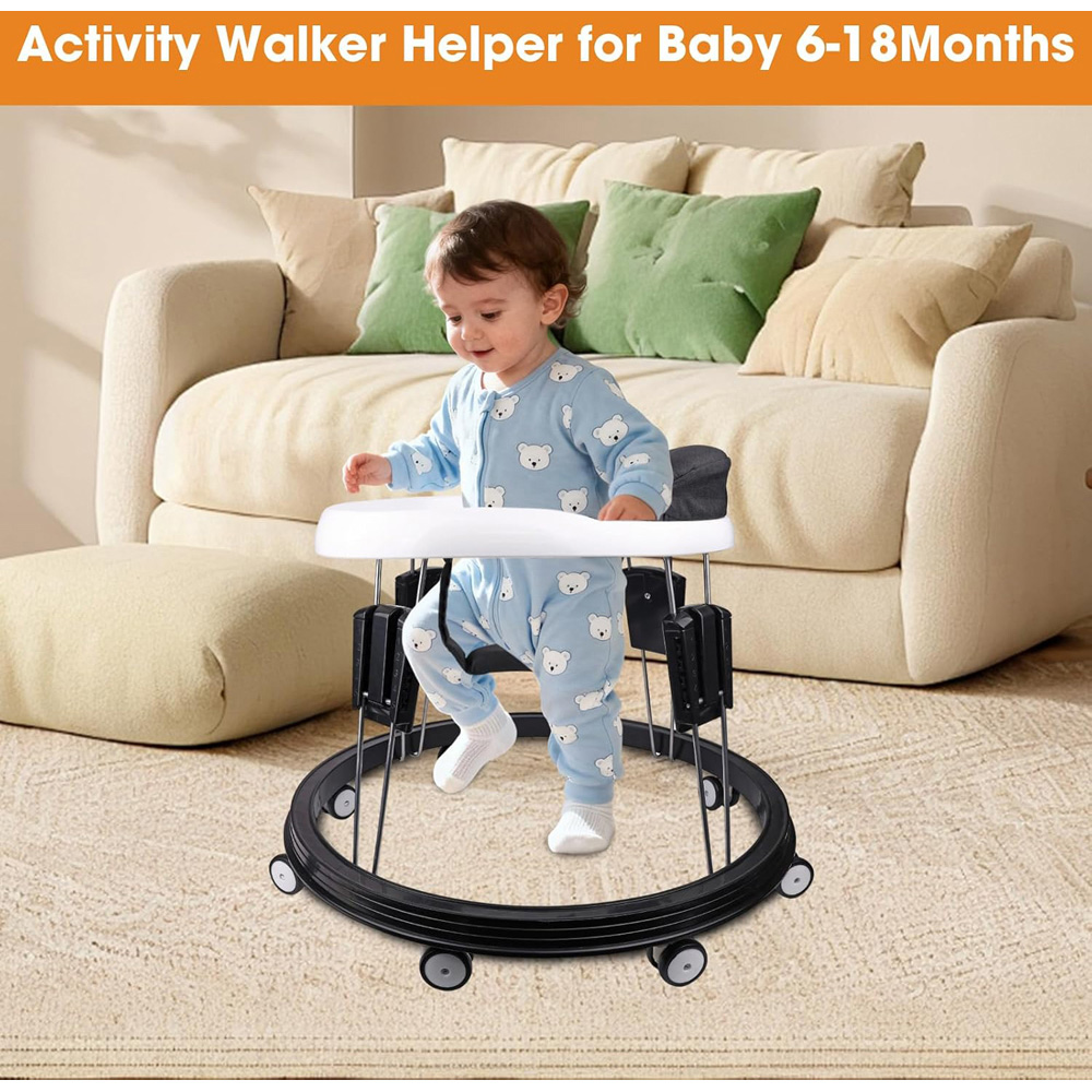 Alivio Black and White Height Adjustable Foldable Baby Walker Image 4