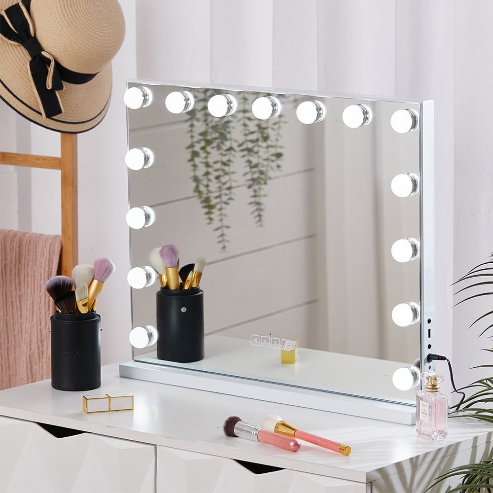 Living and Home LED White Hollywood Vanity Mirror with Smart Screen Image 6