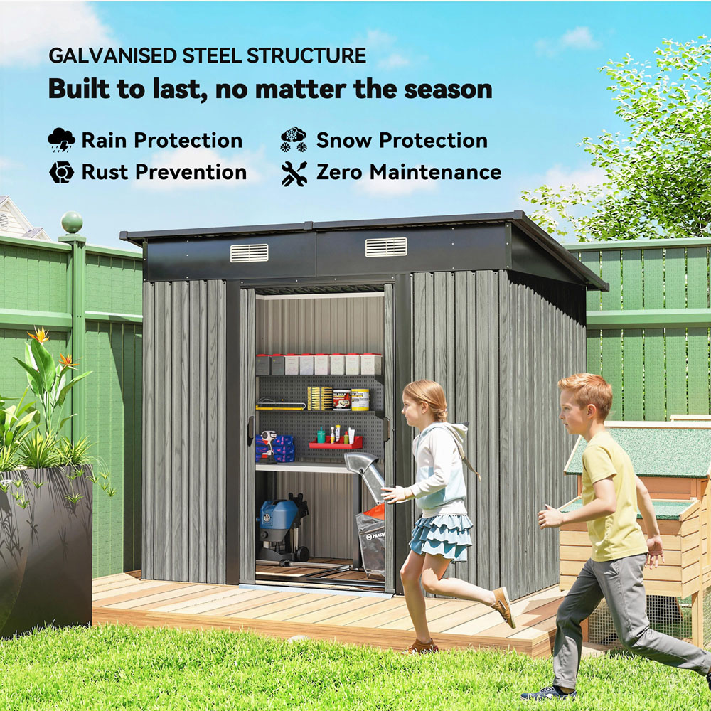Outsunny 7 x 4ft Light Grey Garden Storage Shed Image 5