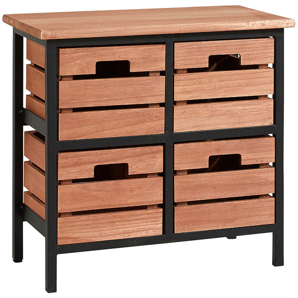 Home Source Grassmere 4 Drawer Solid Wood Metal Frame Wide Storage Unit Image 2