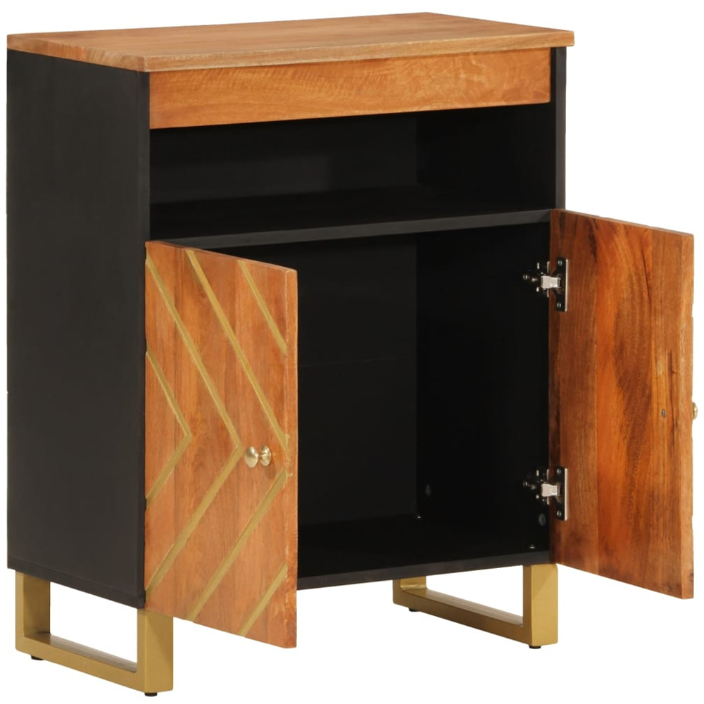 vidaXL 2 Door Single Shelf Brown and Black Side Cabinet Image 3