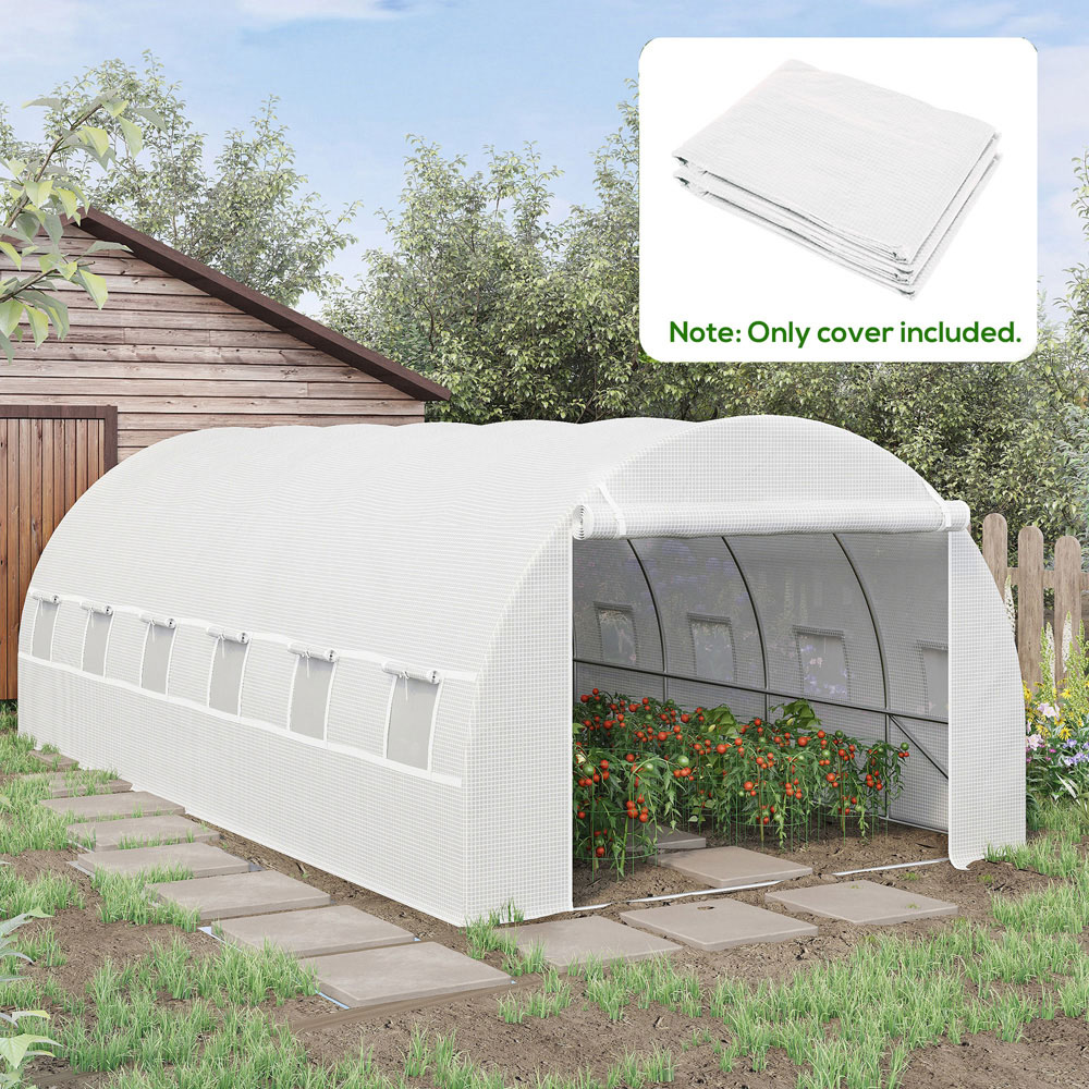 Outsunny White 19.6 x 6.5ft Replacement Greenhouse Cover Image 2