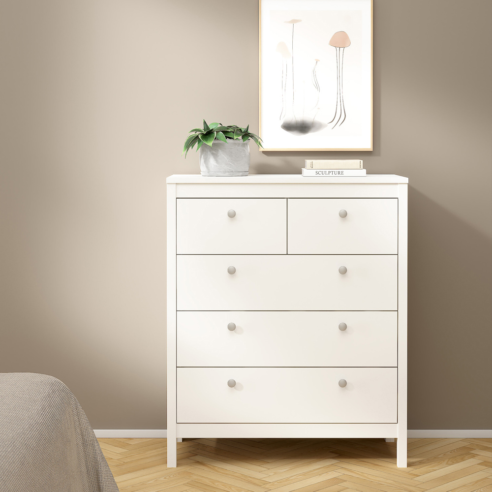 Florence Madrid 5 Drawer White Chest of Drawers Image 6
