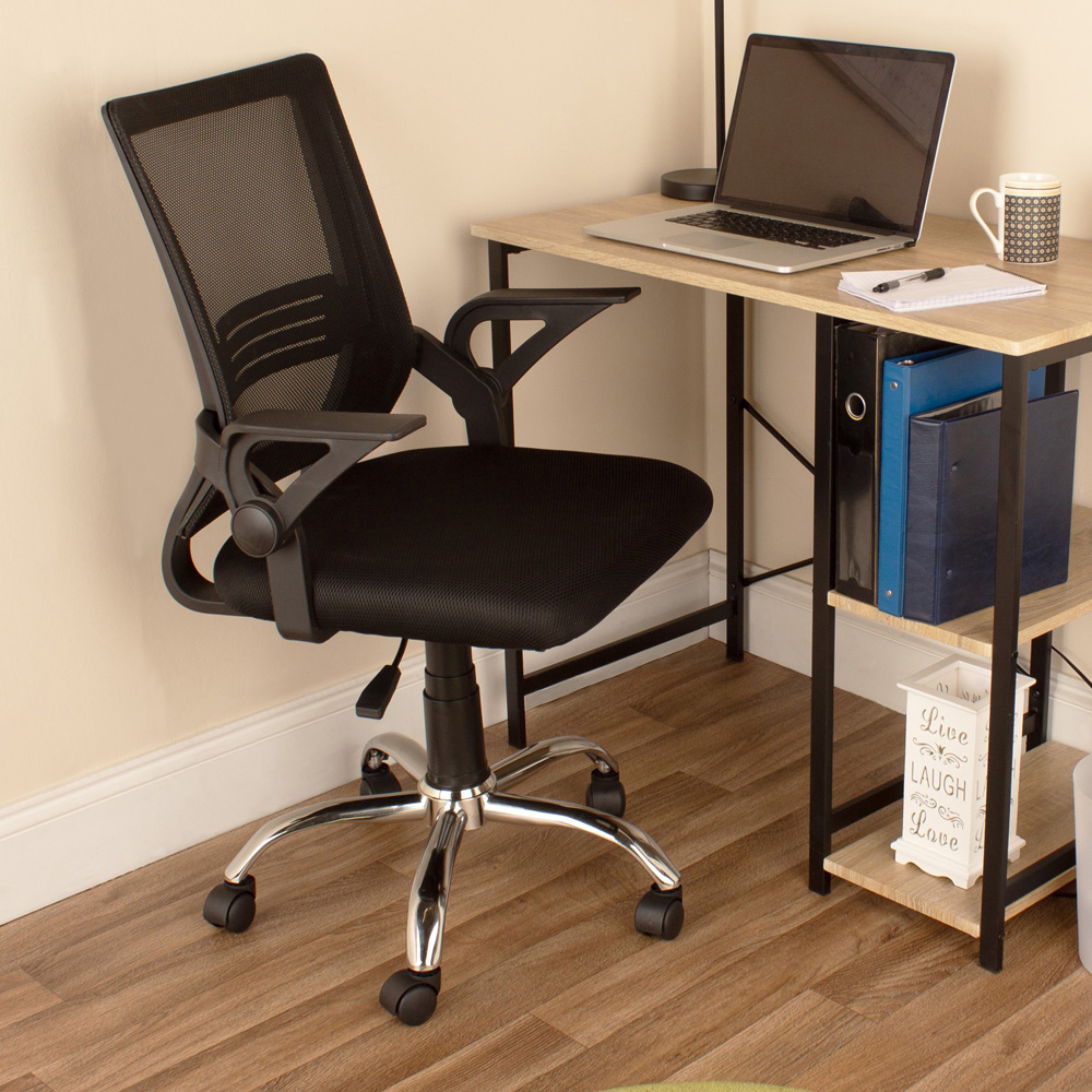 Loft Black Mesh Swivel Lift Up Arm Office Chair Image 1