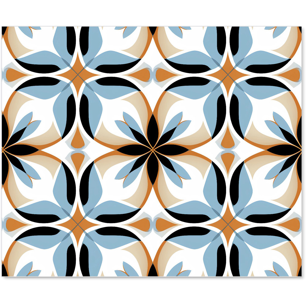 Warren Reed Designer White Brown and Blue Geometric Pattern Glass Kitchen Splashback 75 x 90cm Image 2