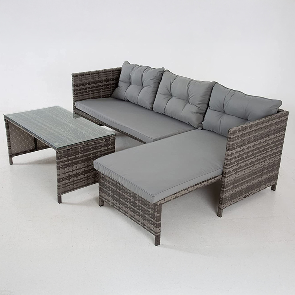 Outdoor Living Riverside 3 Seater Grey Rattan Corner Sofa Set Image 2