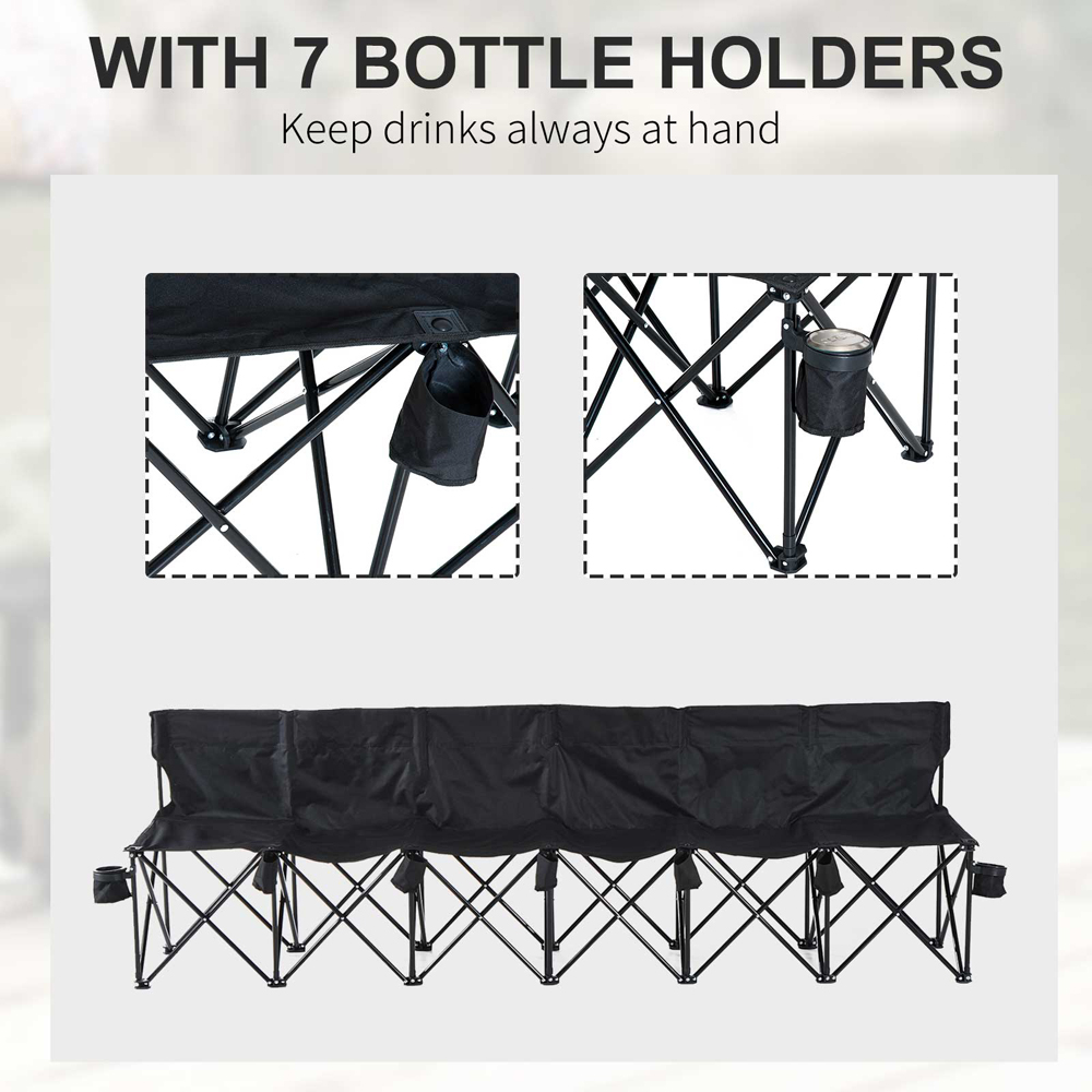 Outsunny 6 Seater Black Foldable Spectator Chair with Carry Bag Image 5