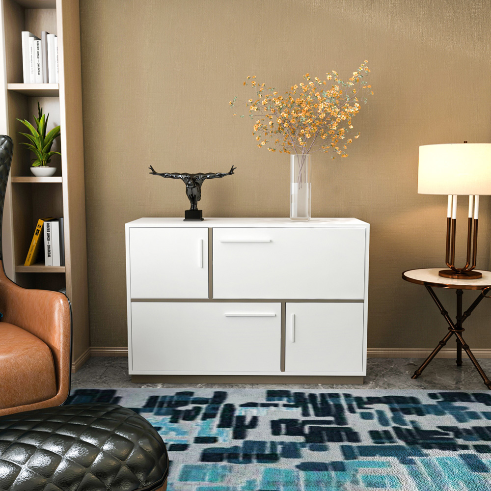 Decorotika Mares 4 Door White and Galaxy Coffee Sideboard Cabinet Image 6