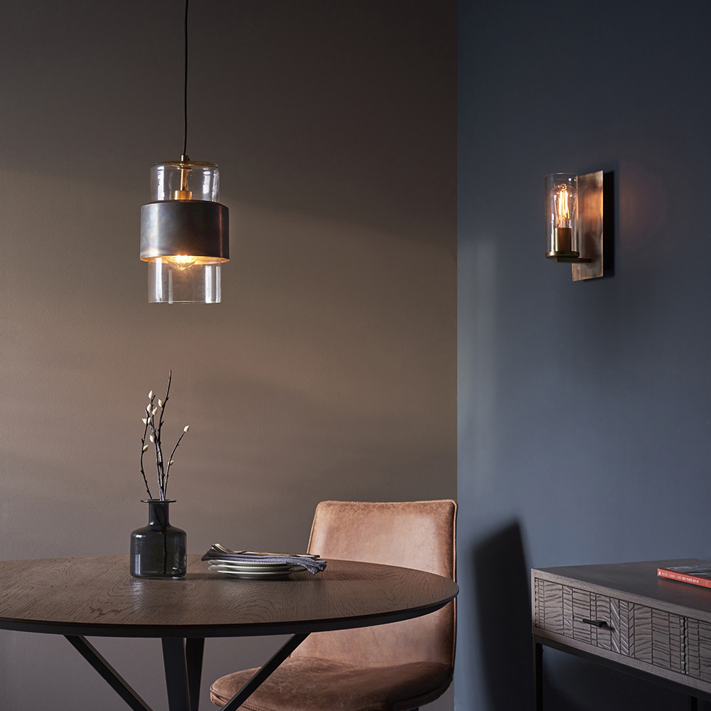 Merano Palermo Bronze Patina and Clear Glass Pendant Ceiling Light Image 6