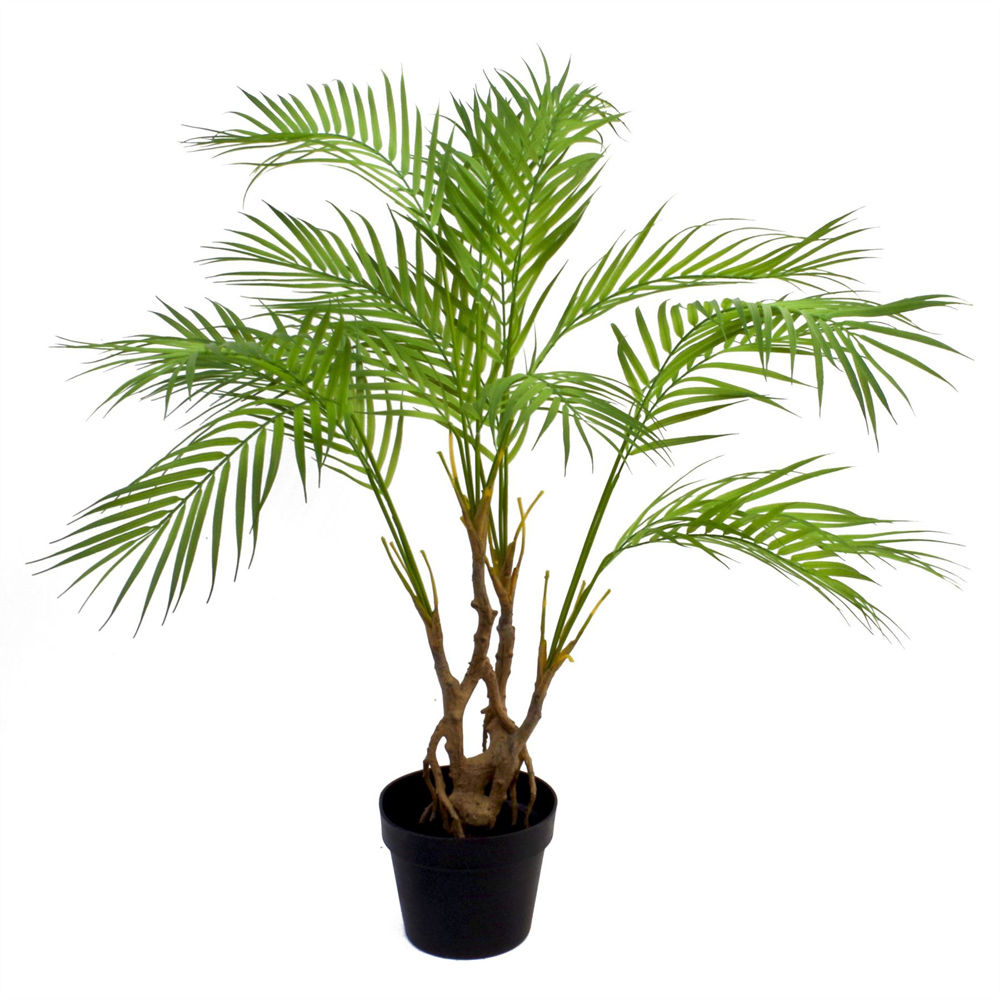 Leaf Realistic Twisted Trunk Areca Palm Artificial Plant with Copper Metal Planter 90cm Image 2