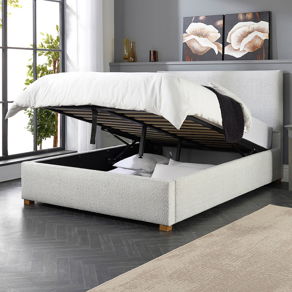 Aspire King Size Platinum Boucle Upholstered Garland Ottoman Bed Frame Image 6