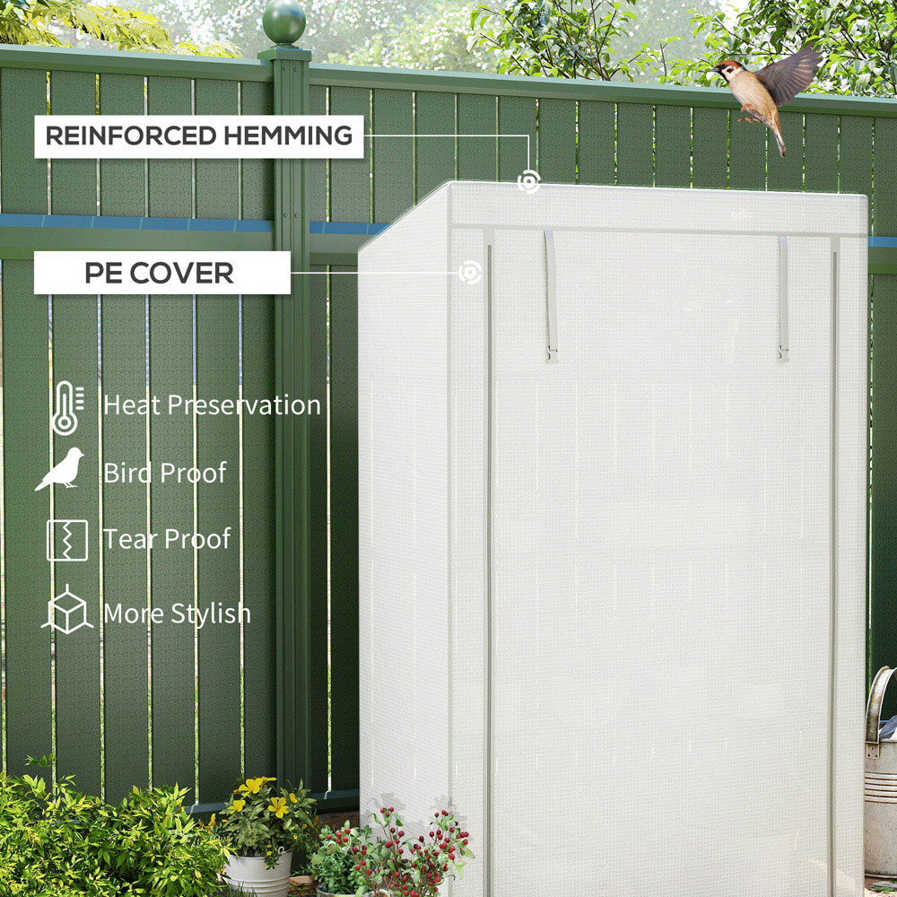 Outsunny White and Grey 4 Shelf PE Cover 3.6 x 1.6ft Lean To Mini Greenhouse Image 4