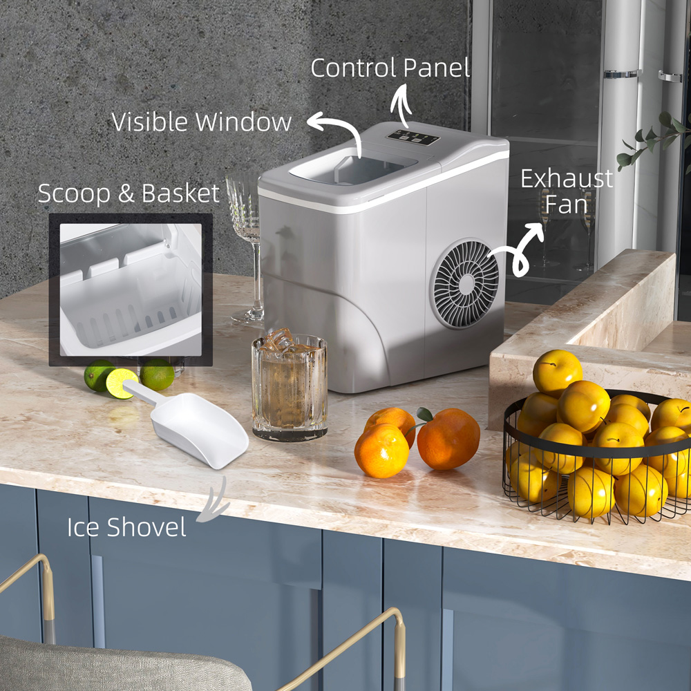 HOMCOM 800-063V70SR Silver Ice Maker Machine Image 5