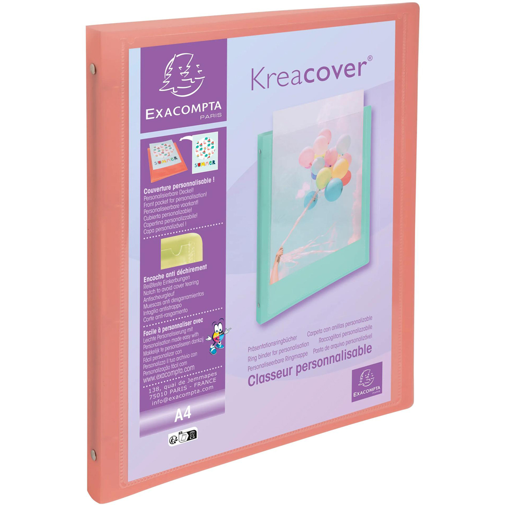 Exacompta Kreacover Pastel A4 Multicolour PP 4R Ring Binder 15mm 20 Pack Image 4