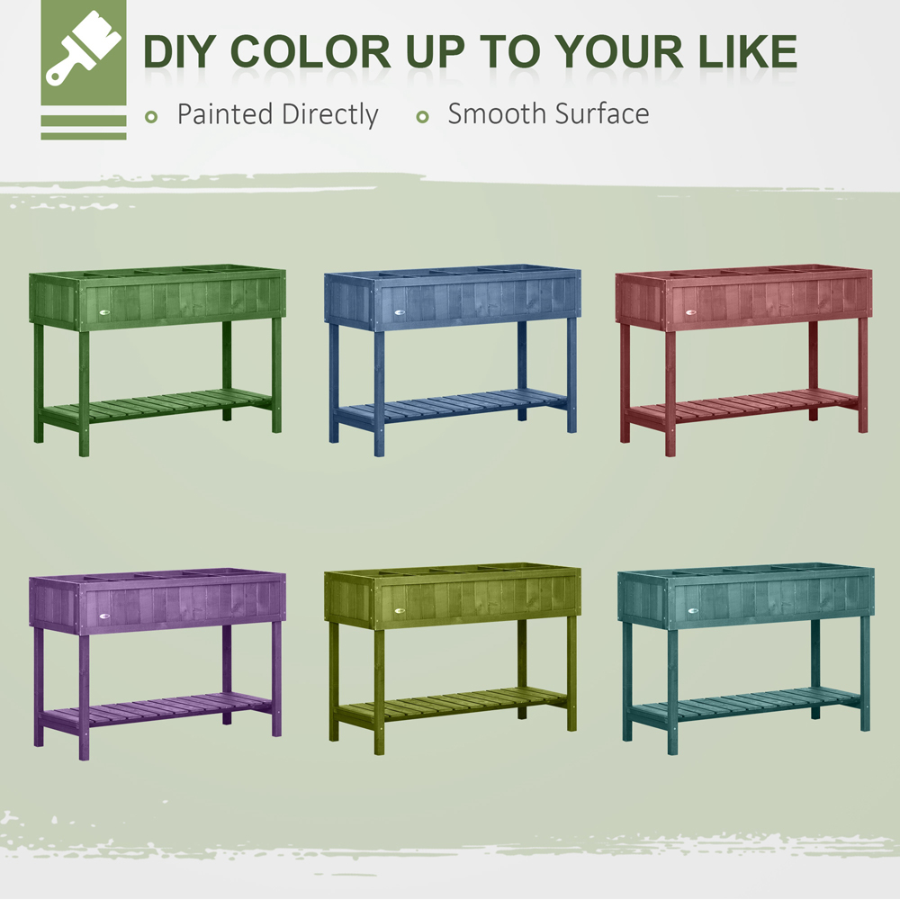 Outsunny Brown Wooden 8 Cube Herb Planter Stand with Shelf Image 5