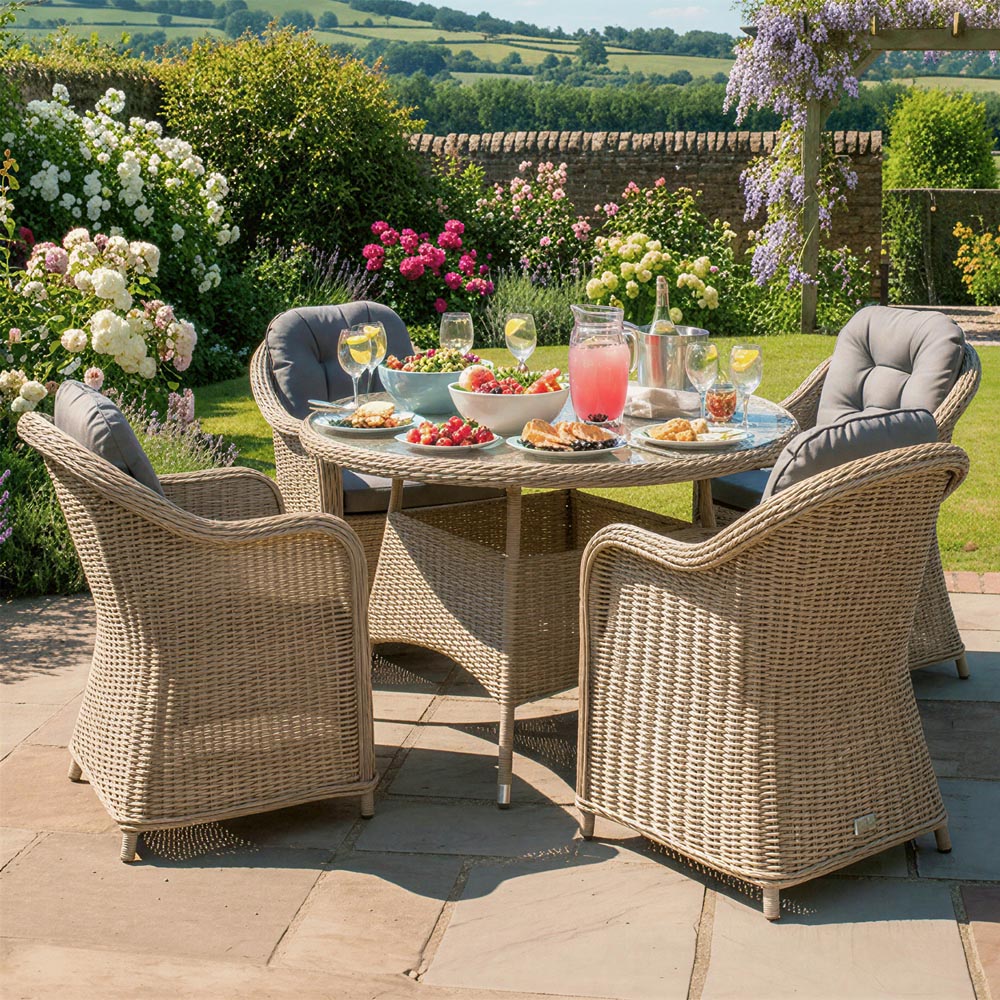 Oseasons Sicilia 4 Seater Rattan Dining Set Sandy Oak Image 3