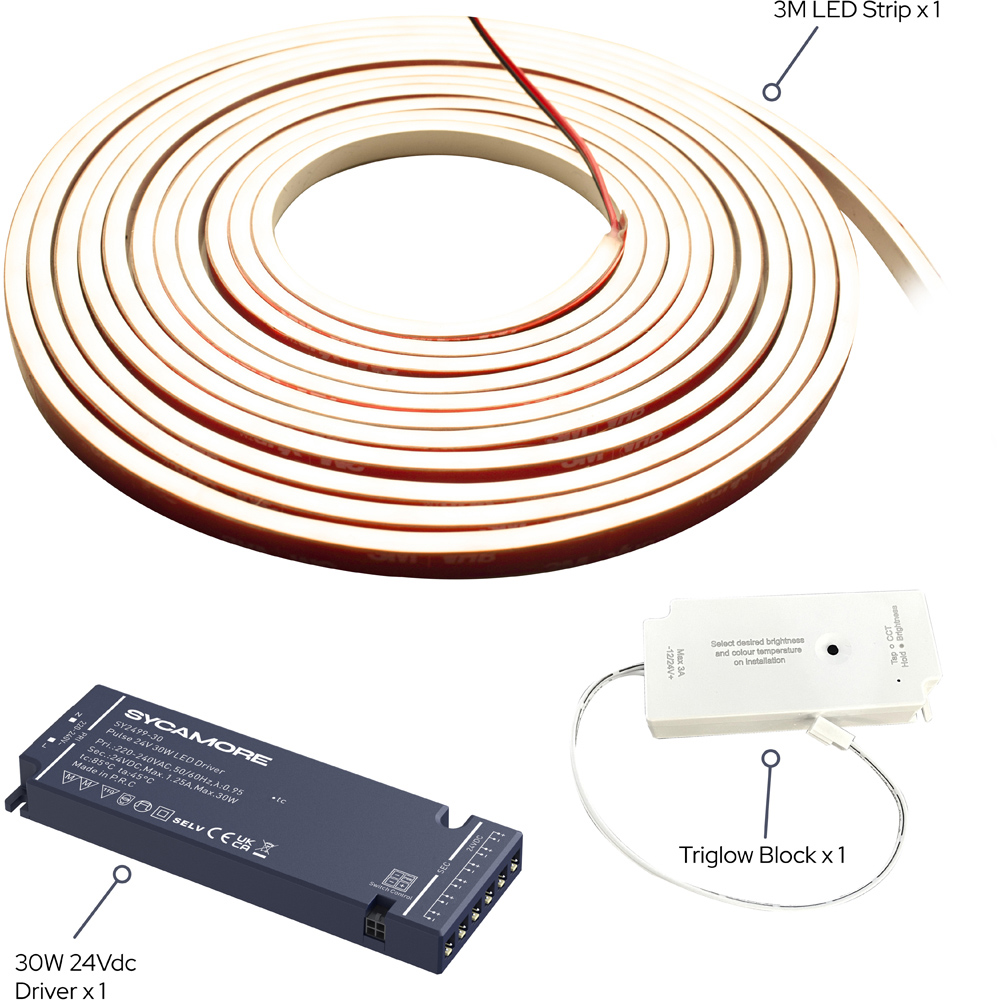 Sorrelis Aelric Triglow White Flexible LED Strip 3m Image 3