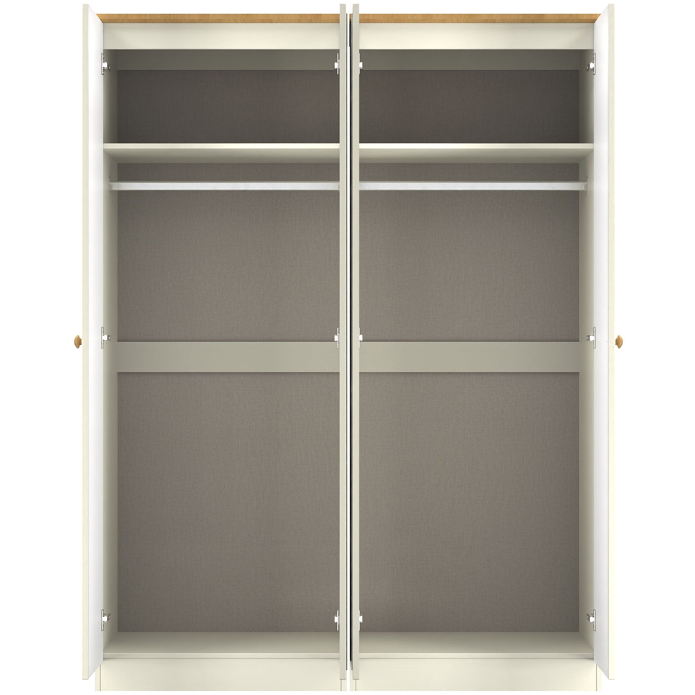 Crowndale Warwick 4 Door Cream Ash and Modern Oak Mirror Wardrobe Ready Assembled Image 8