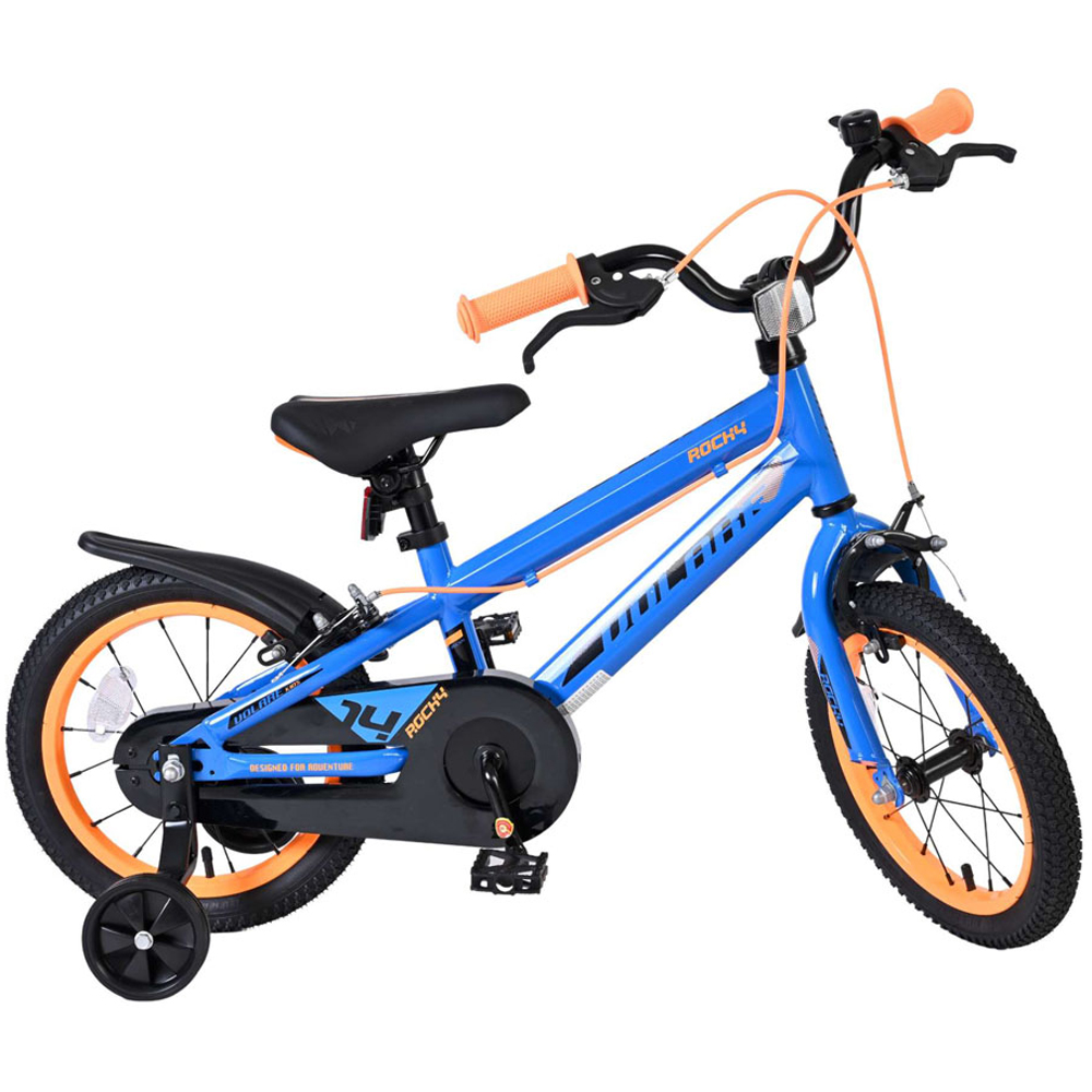 Volare Rocky Kids 14 inch Blue Bike with Stabilisers Image 4