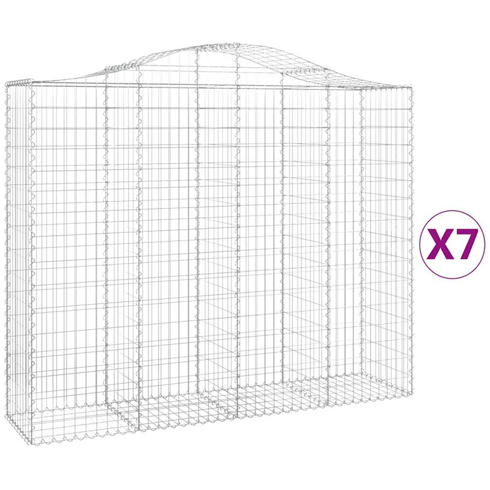 vidaXL Silver Galvanised Iron Arched Gabion Basket 200 x 50 x 160/180cm 7 Pack Image 4