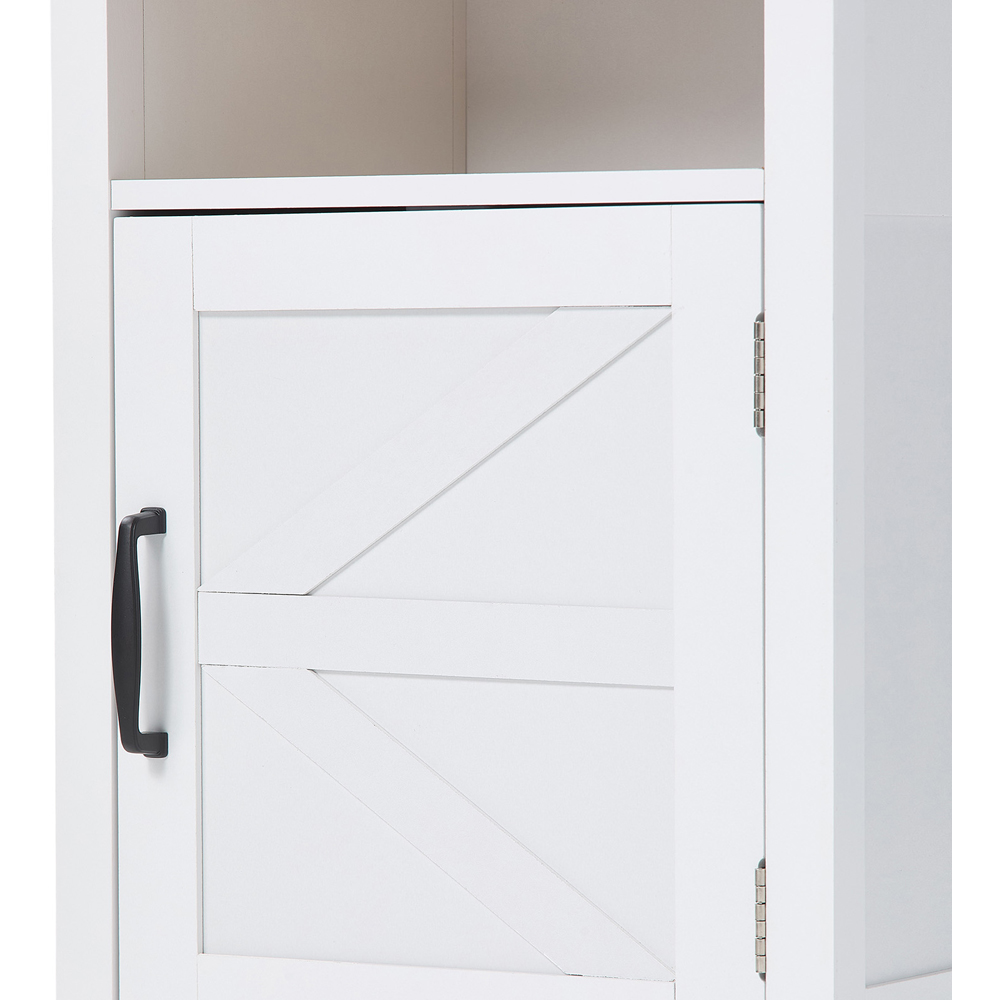 Living and Home Single Door Single Shelf White Bedside Table with Wood Grain Top Image 3