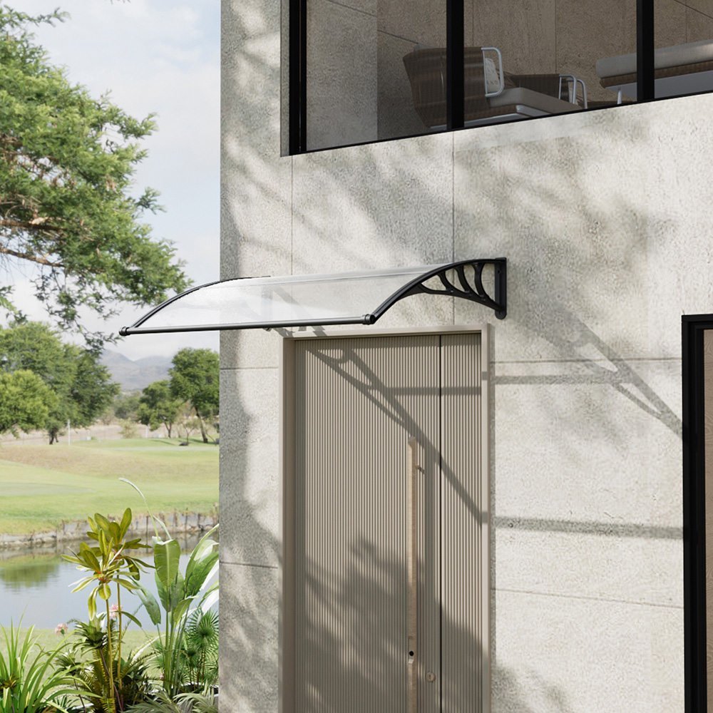 Living and Home Black Door and Window Outdoor Awning with Water Channel 1.5 x 1m Image 7