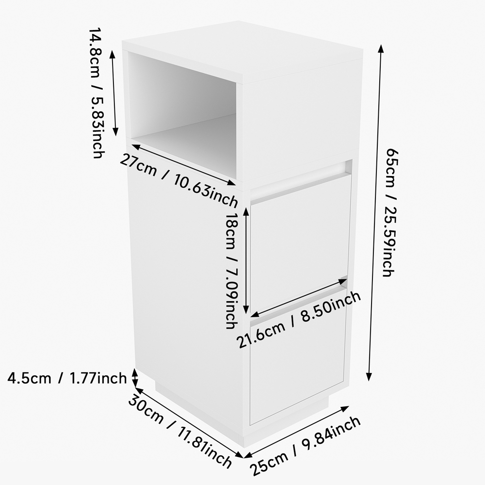 Living and Home 2 Drawer White Bedside Table Image 9