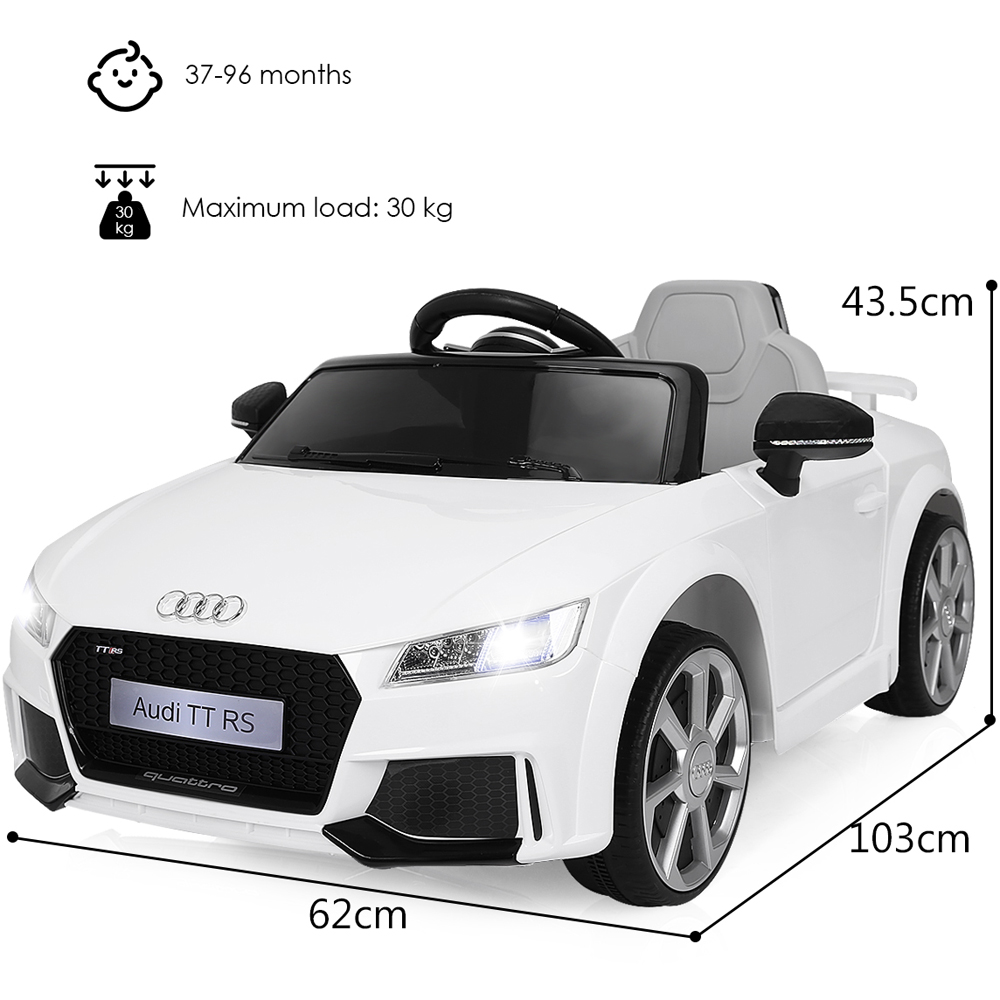 Costway Kids White Licensed Audi TTRS Ride On Car with 2 Motors and MP3 Music 12V Image 8