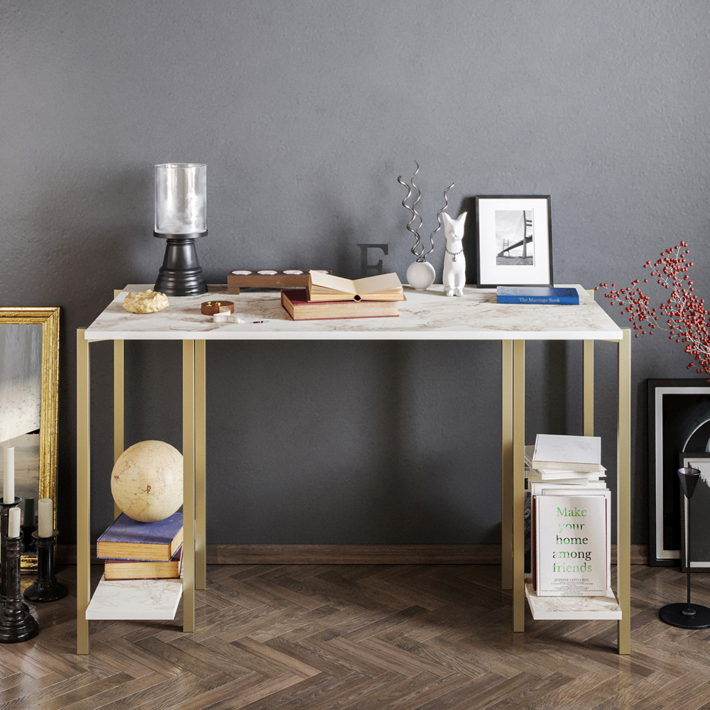 Decorotika Reader 2 Shelf Computer Desk Ephesus Gold Image 4