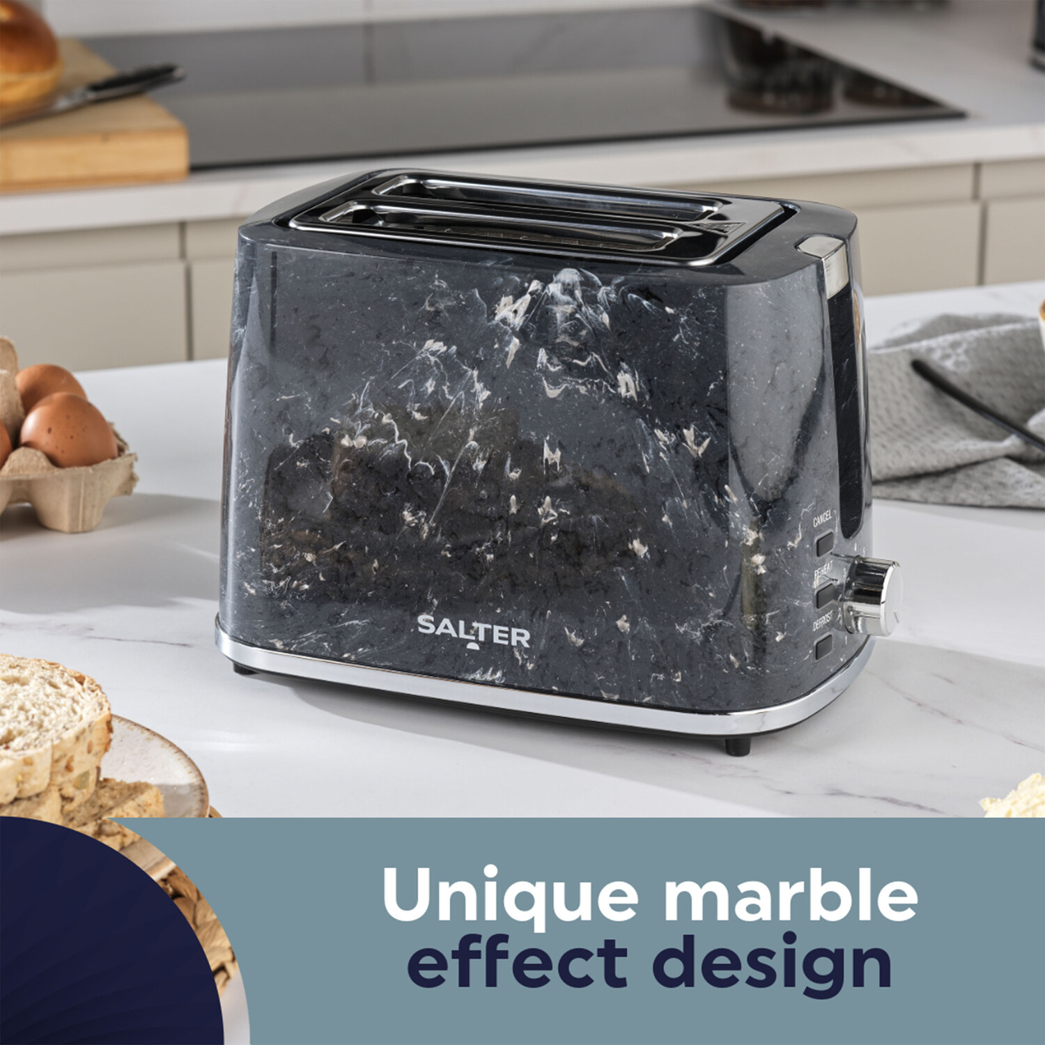 Salter Marble 2 Slice Toaster - Black Image 3